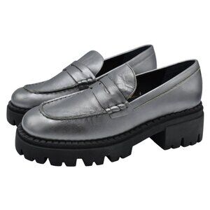 Free People Womens Size EUR 39 US 8.5 Lyra Lug Sole Pewter Slip on Loafers